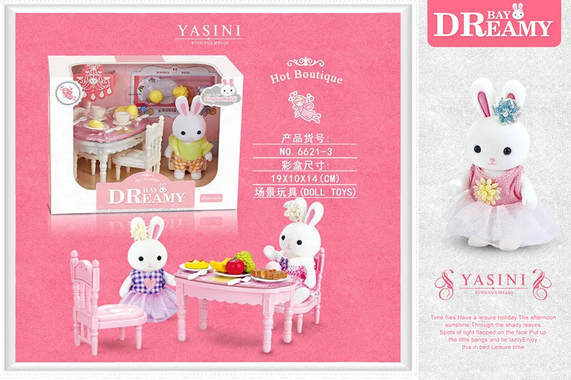Little Rabbit Dresser Lovely Scene Play Toys Simulation Modelling