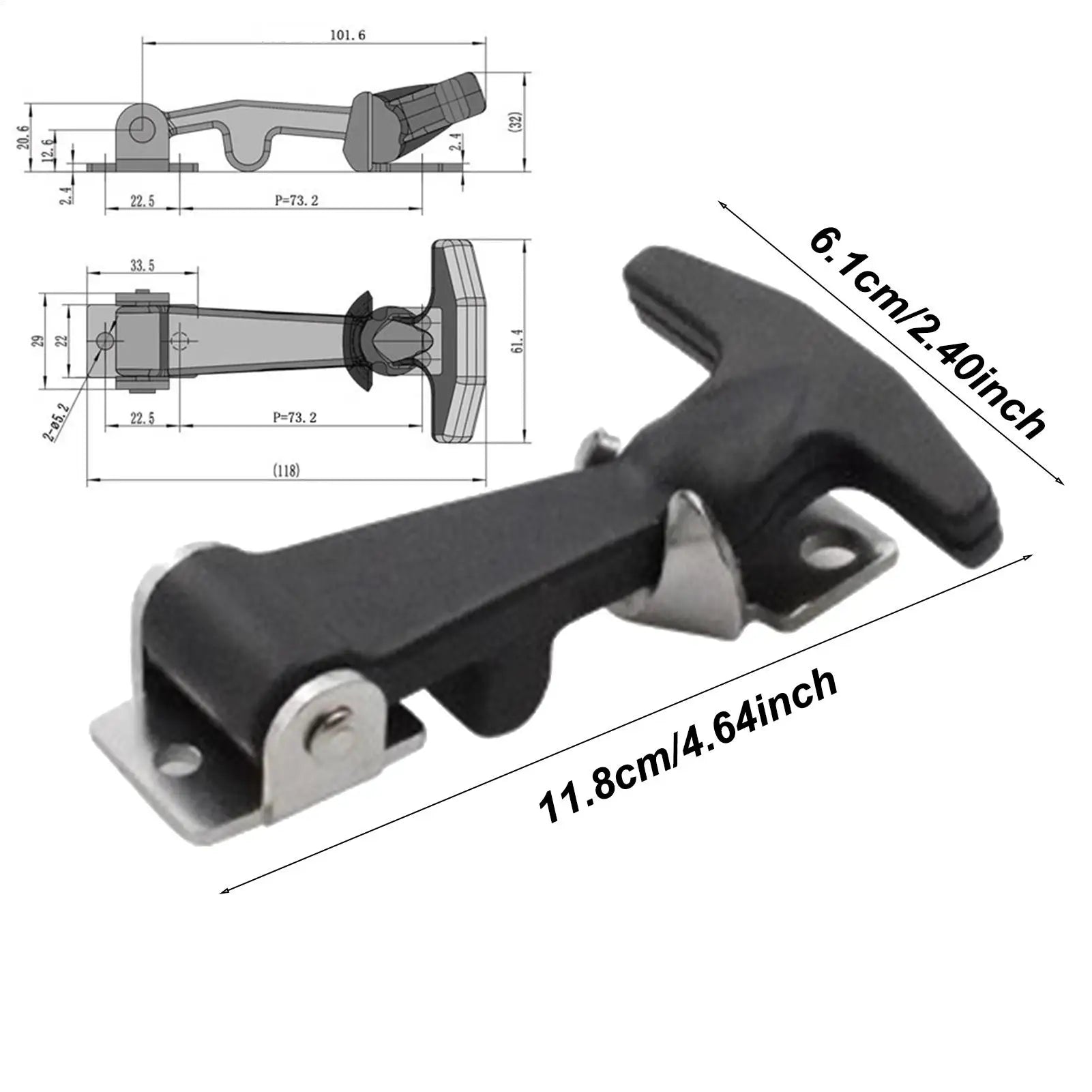 Rubber T Handle Latches Elastic Stainless Steel Hood Catch Flexible