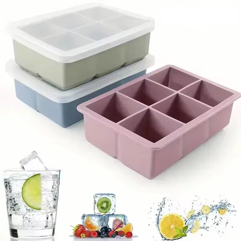 Large Ice Cube Tray Lid Stackable Big Silicone Square Mold Whiskey Zpaxo