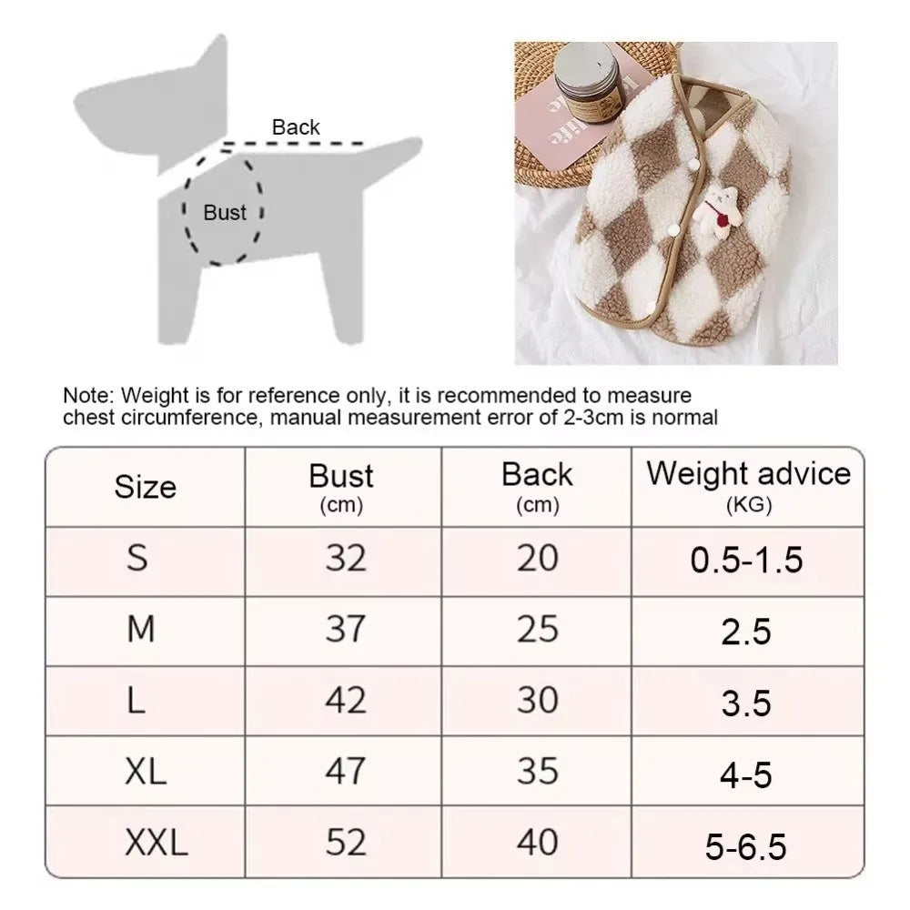 Plaid Fleece Dog Vest Coat – Winter Outfit for Small Dogs Dog Vest Coat Zpaxo