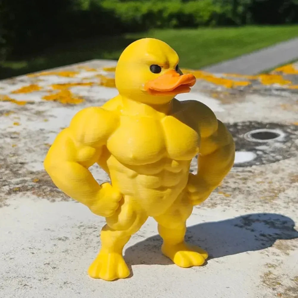Muscle Duck Statue -3D Desktop Decor,Cute Bookshelf Whimsical Figurine,Multifunctional Indoor/Outdoor Decoration, Home Accessory Zpaxo