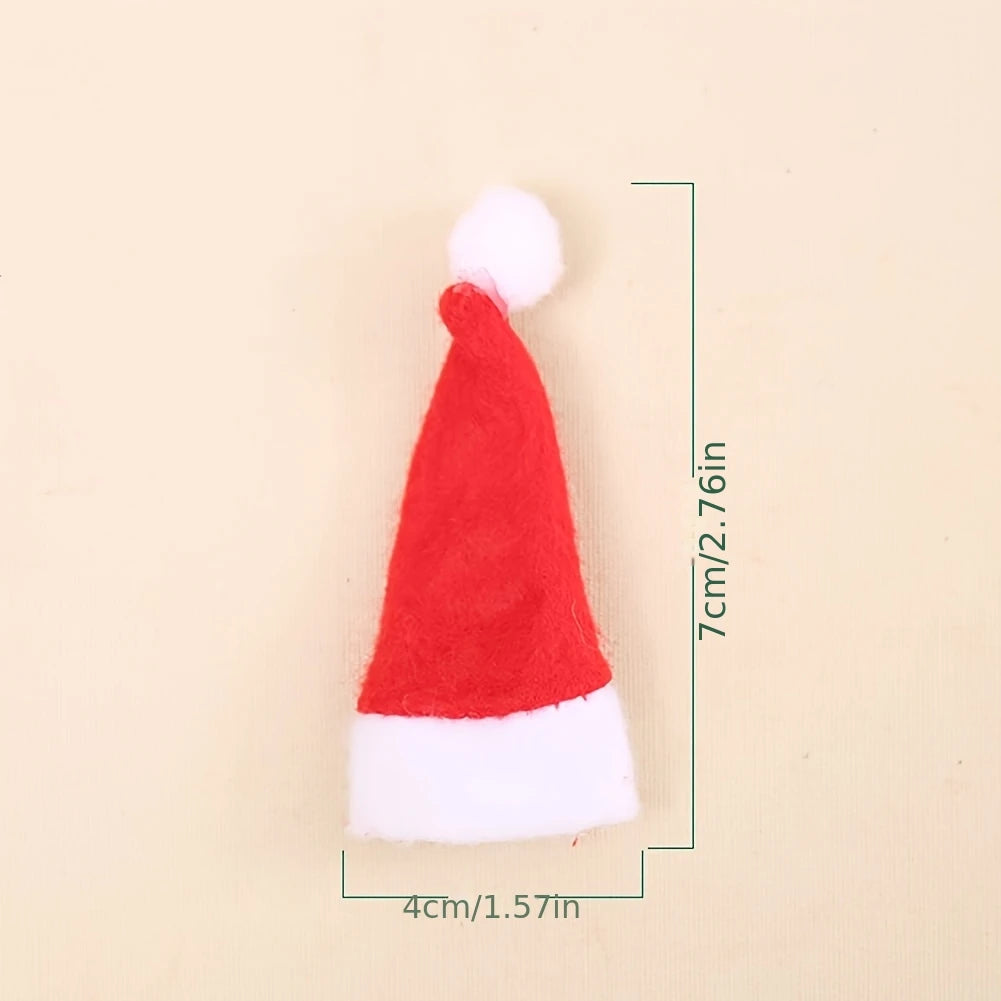 Christmas Halloween Non-woven Fabric Mini Santa Hats Red Candy Cane