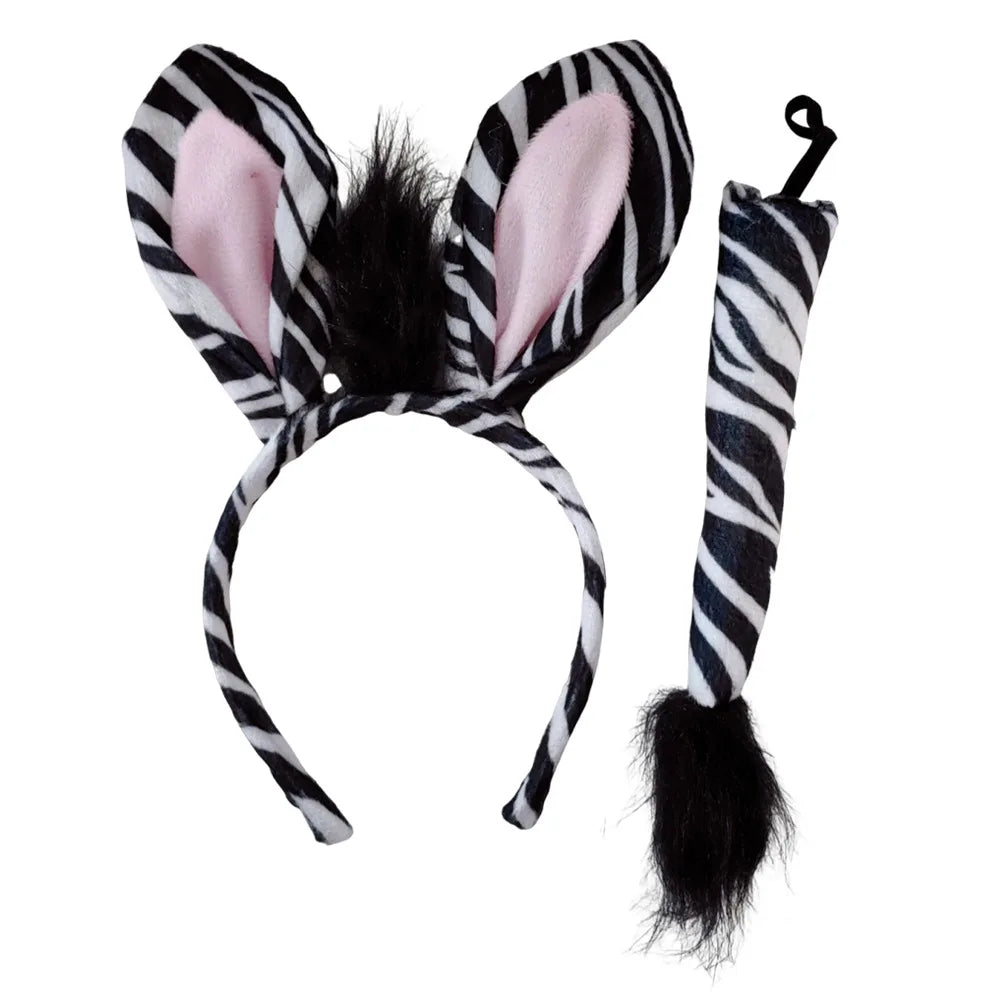 Cute Zebra Headband Set Funny Unique Animal Costume Props Performance Props Kids Wearable Kids Animal Headband Birthday Party Zpaxo Zebra Set