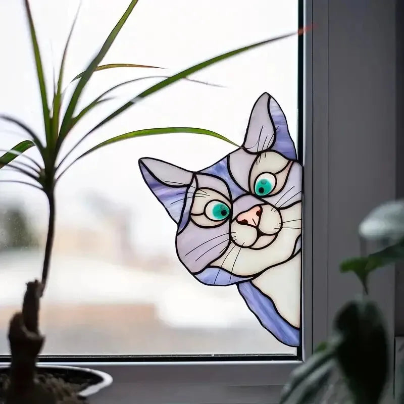 Waterproof Moisture-proof Glass Film Cat Peeping Design Self-adhesive