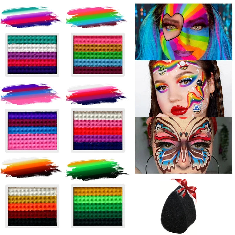 Face Body Painting Palette Split Cake Vibrant Sponge Water-based Zpaxo
