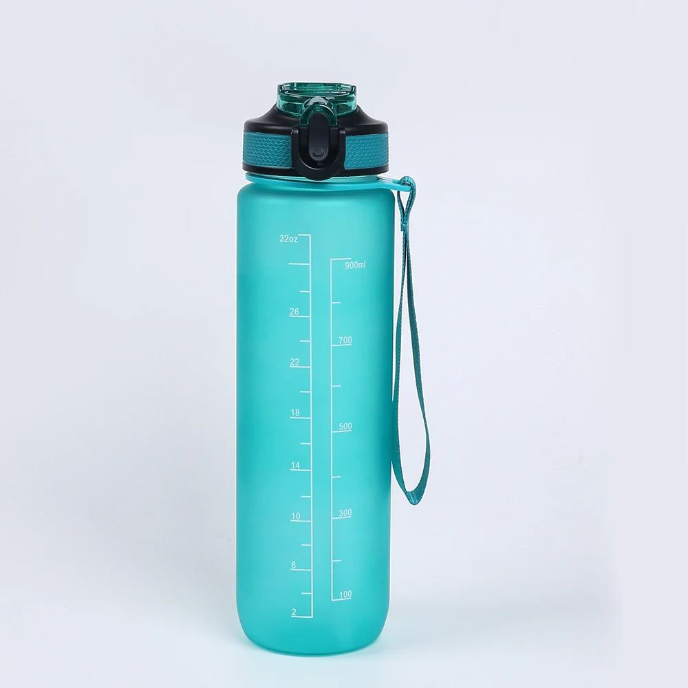 1000ml Water Bottle with Time Scale Straw for Outdoor Sports Plastic Gradient Color Leak Proof Water Bottle Zpaxo Green 1000ml