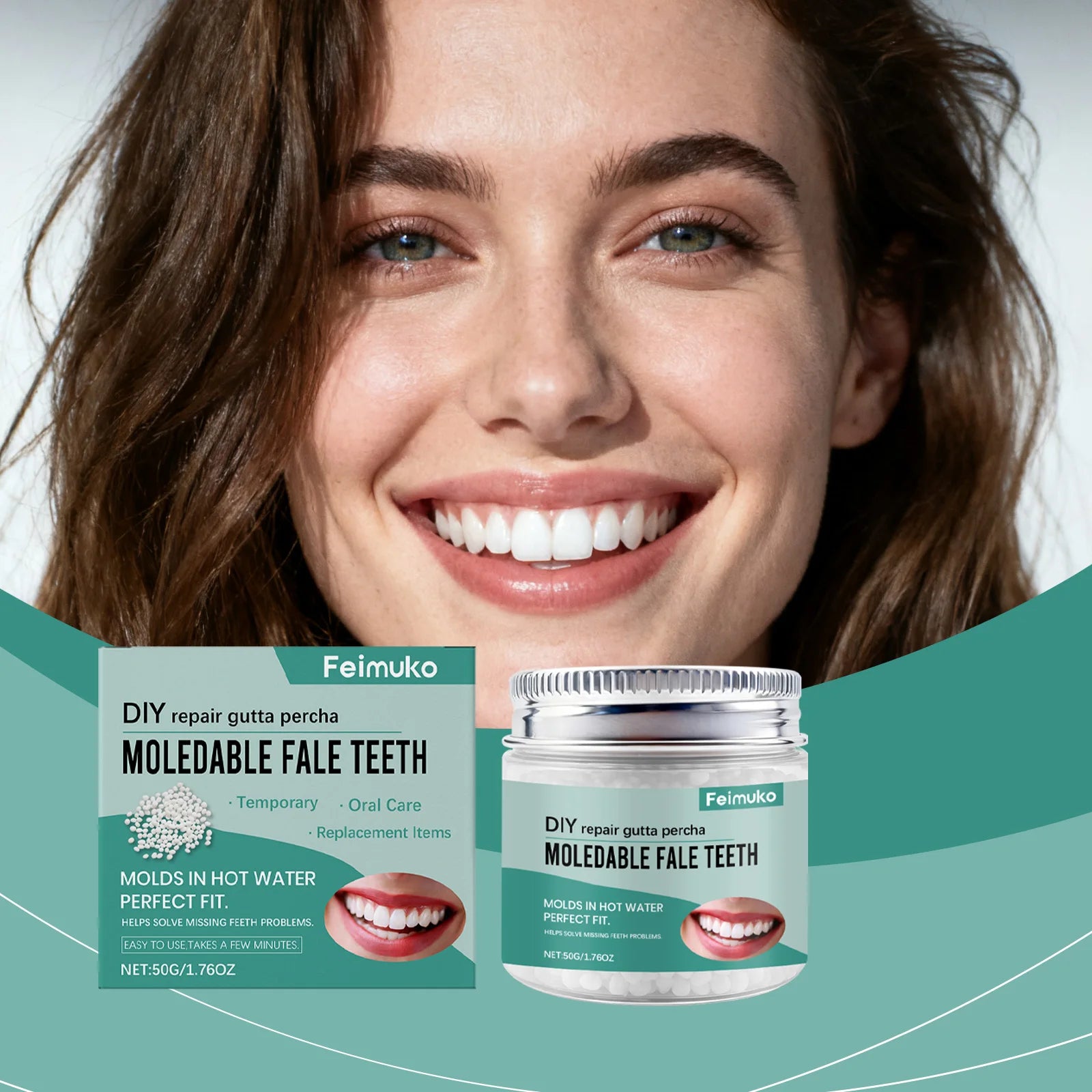 Temporary Denture Adhesive, Moldable Solid Dental Gel, Easy Convenient, Natural Comfortable Fit, Beautiful Perfect Teeth Zpaxo