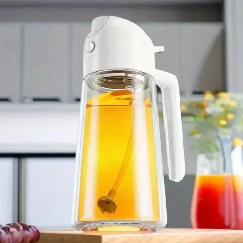 2in1 500ml Oil Sprayer Oil Spray Bottle Oil Tank BBQ Kitchen Baking BBQ Picnic Kitchen Tools for Businesses Zpaxo White-500ml