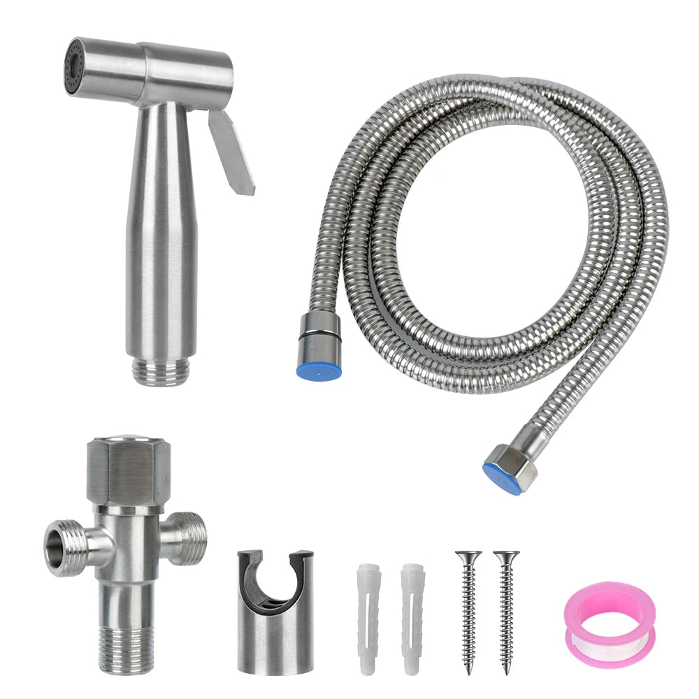 Hand Bidet Faucet Sprayer Toilet Stainless Steel Bathroom Self