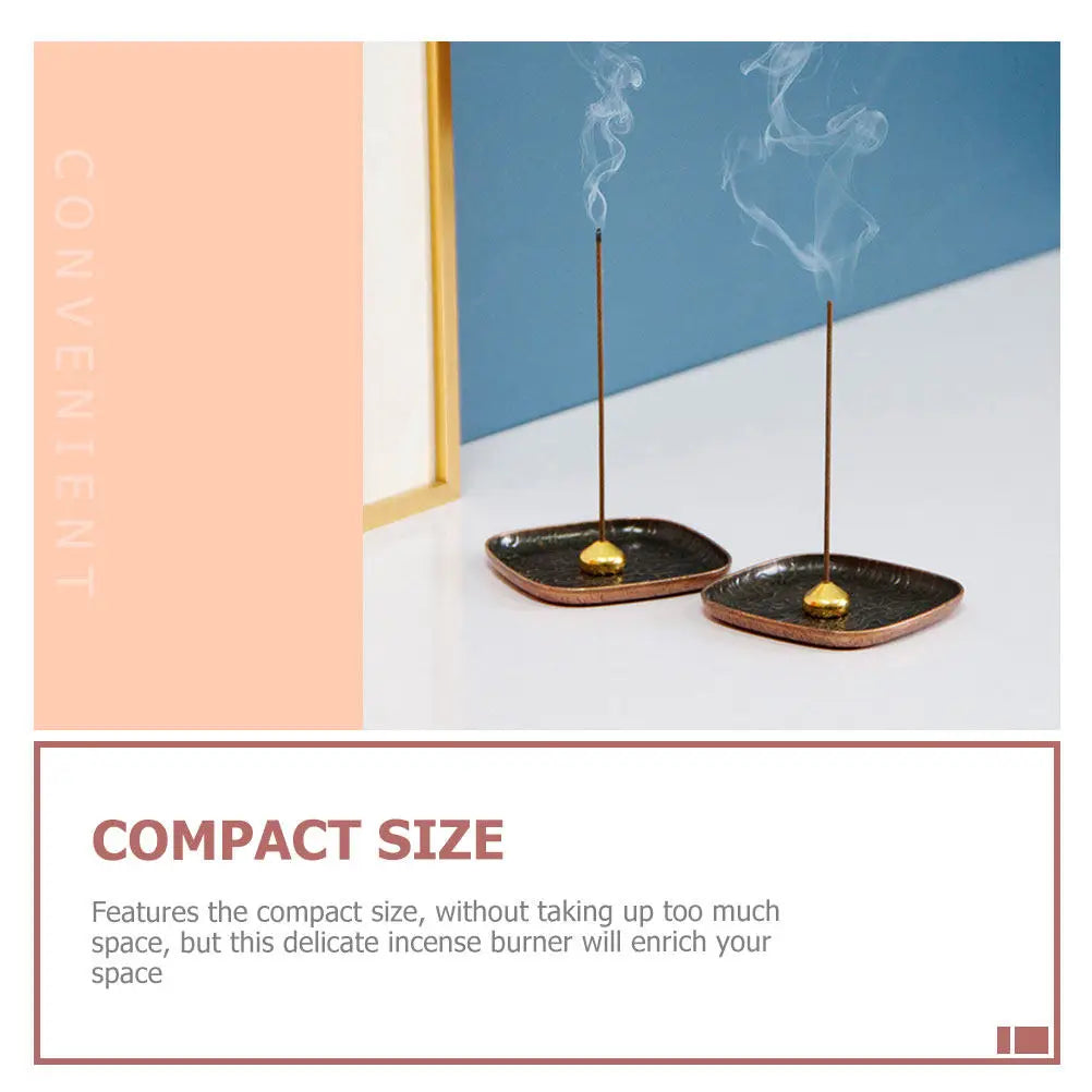 Square Incense Stick Holder Premium Metal Burner Tray Elegant Compact
