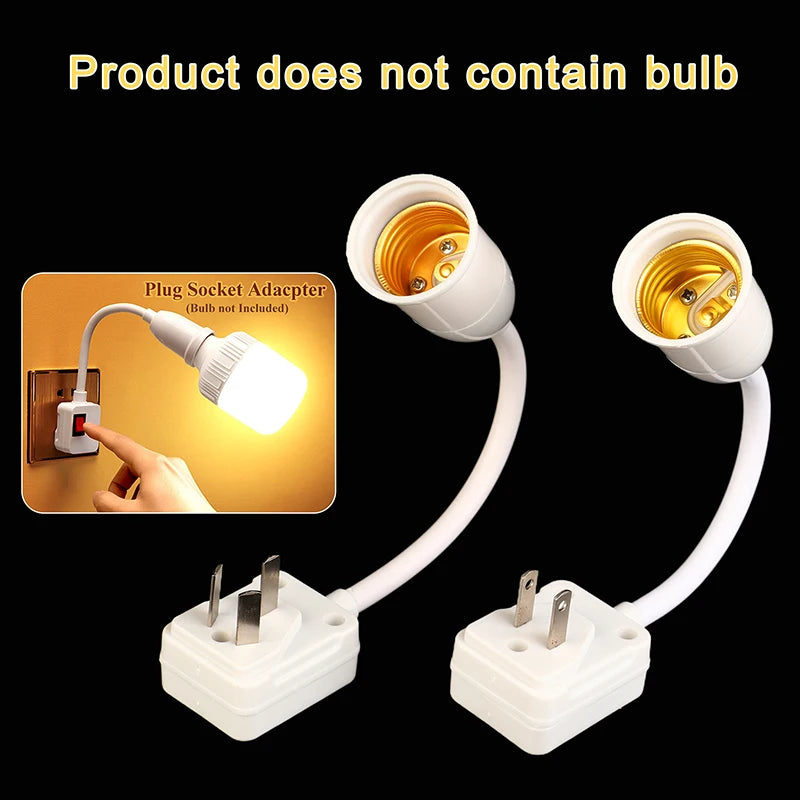 Flexible E27 Bulb Socket Extender Lamp Rotating Base Holder LED Light