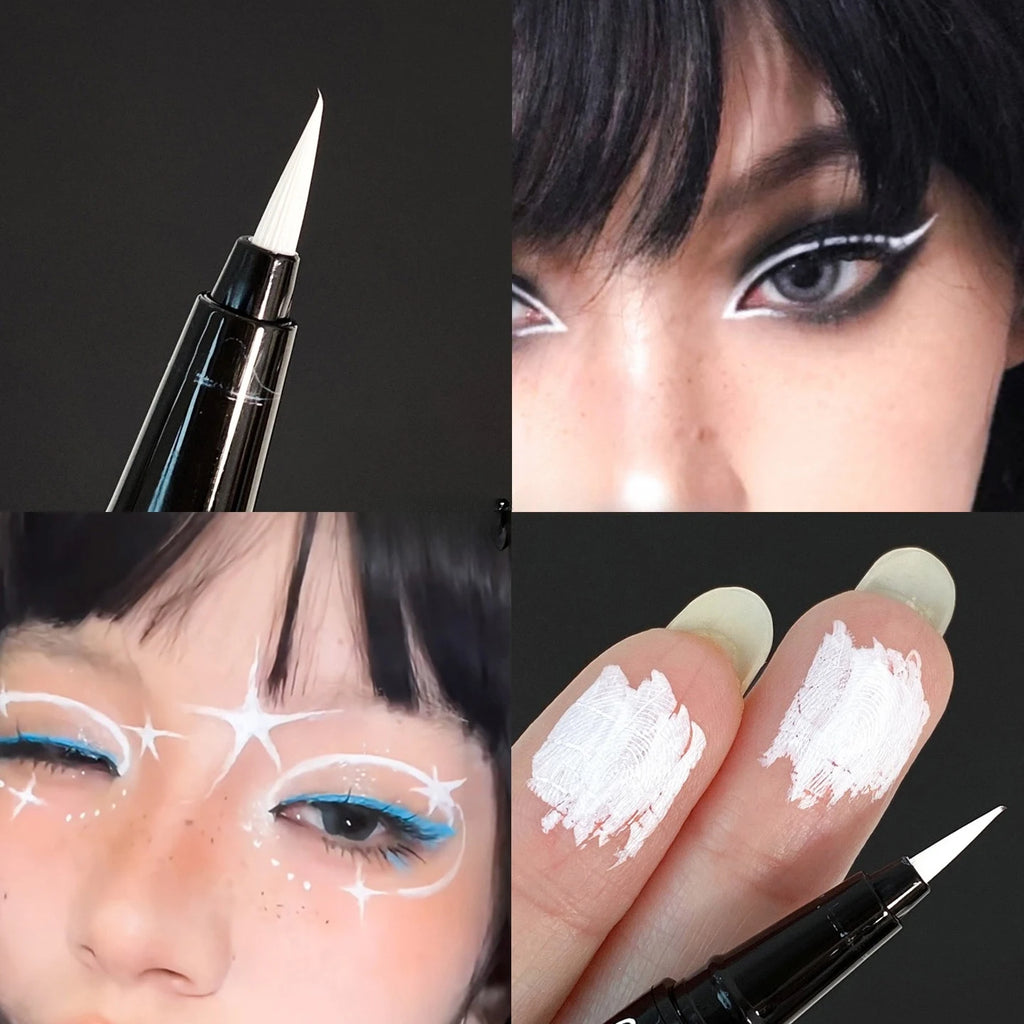 Ultra-thin Matte White Eyeliner Liquid Pen Waterproof Smudge-Proof Long Lasting Lying Silkworm Pen Pigment Eyes Brighten Makeup Zpaxo