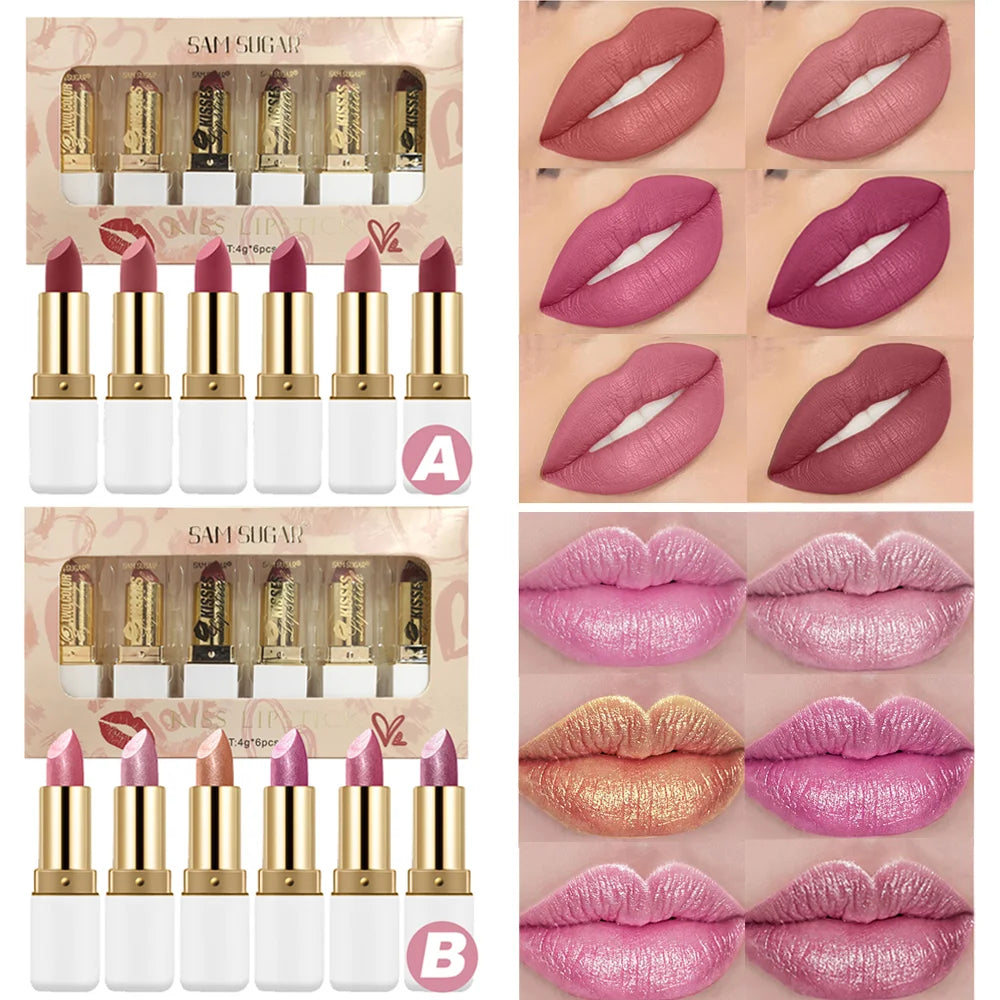 6-Pack Lip Gloss Easy Apply Waterproof Non Stick Long-lasting