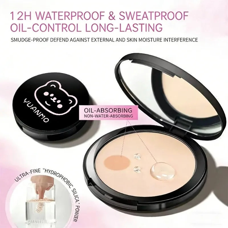 Natural Matte Pressed Powder Oil Control Setting Powder Transparent Brighten Whitening Face Foundation Compact Concealer Makeup Zpaxo