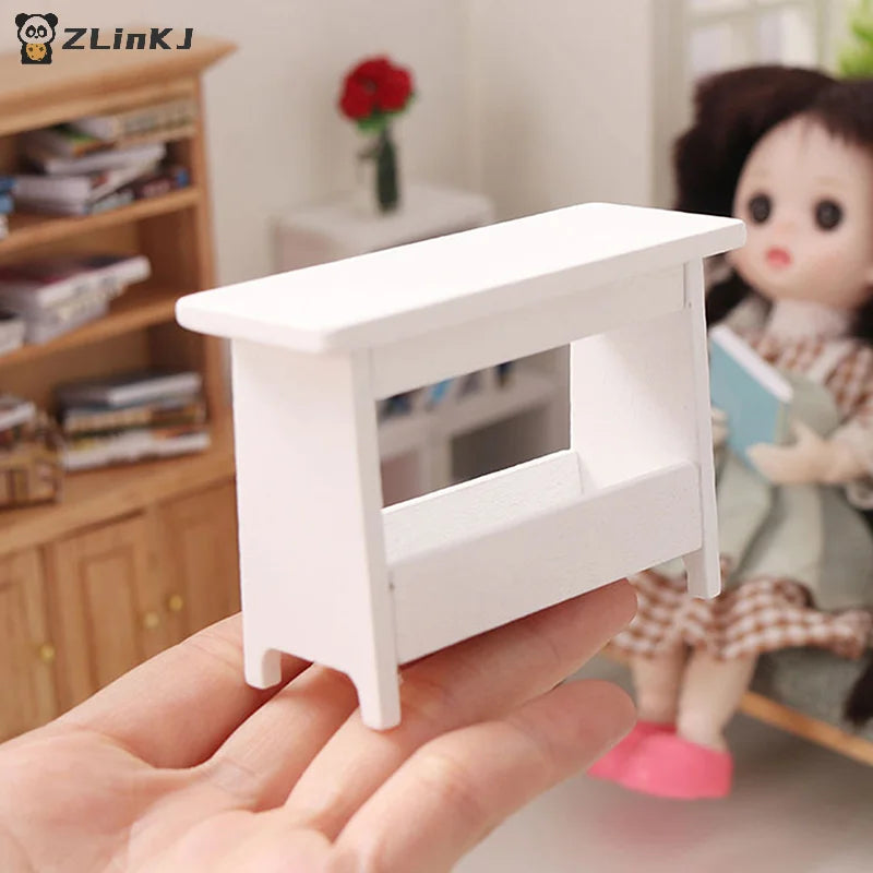 ▶1:12 Dollhouse Mini Stool Desk Table Model Cabinet Bookshelf Furniture Decor Toy Zpaxo