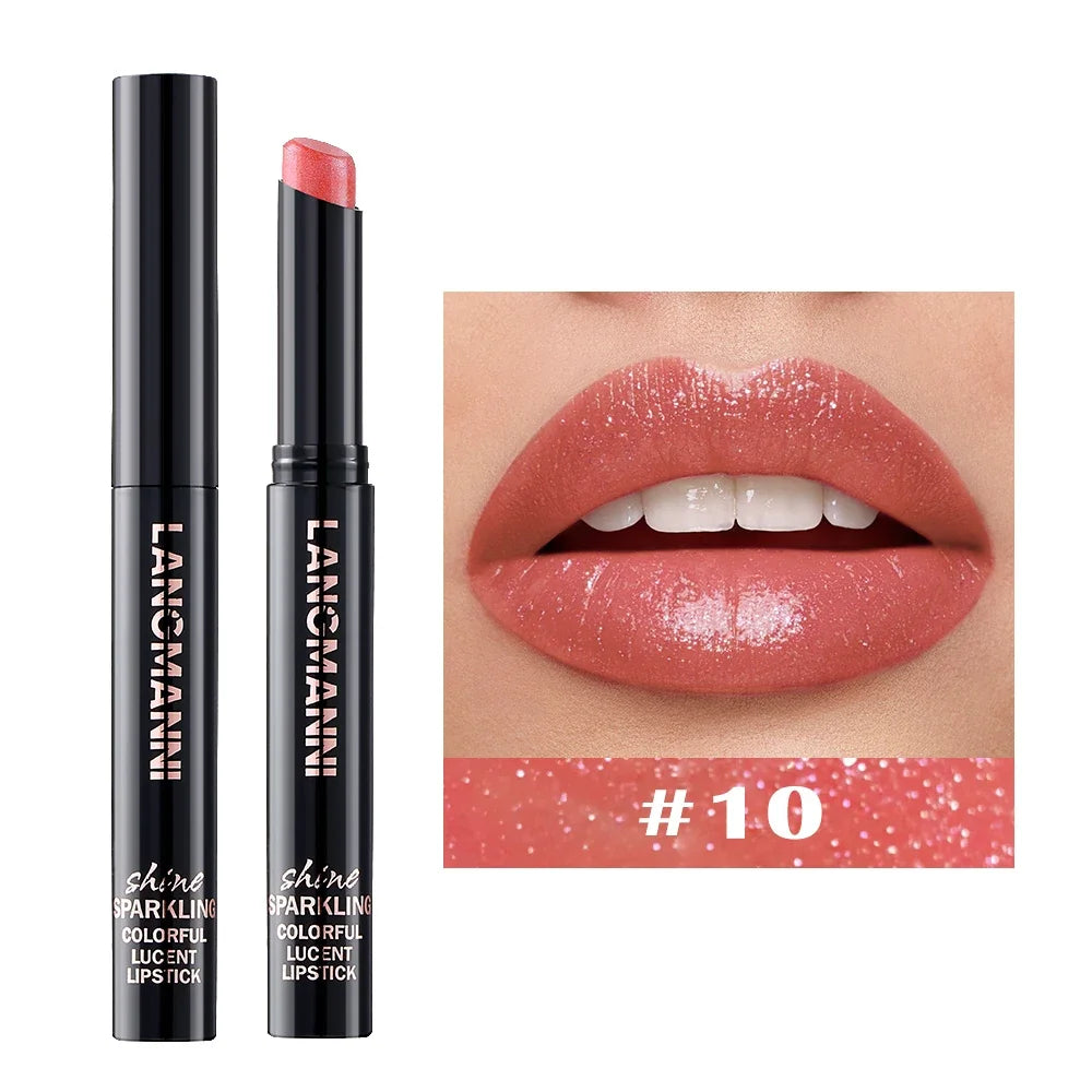 10Color Diamond Glitter Velvet Lipstick Long Lasting Moisturizing Zpaxo 10