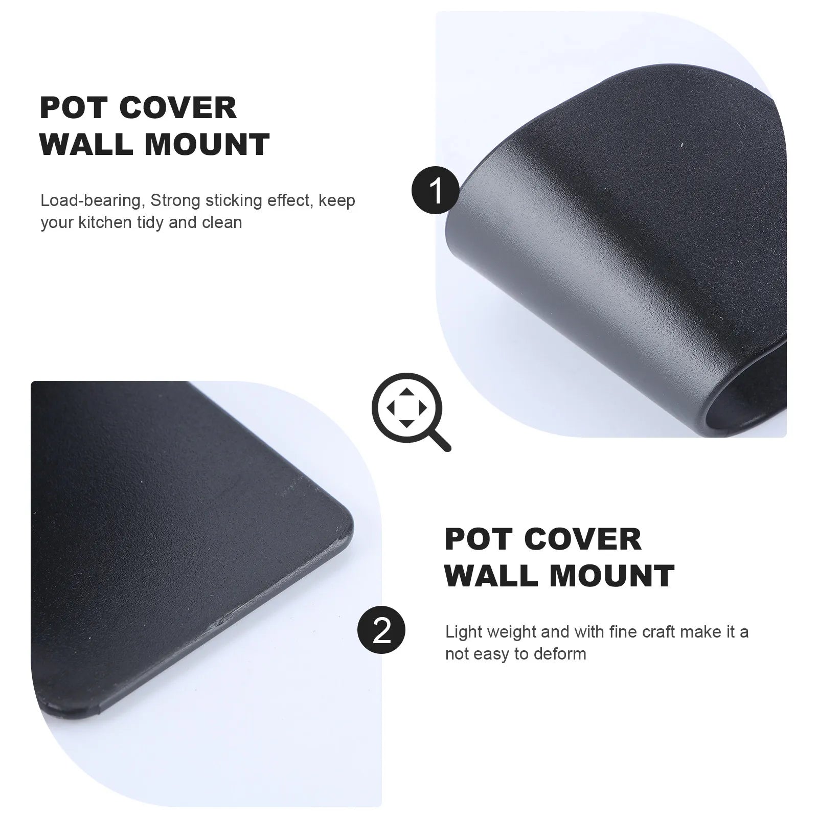 5Pair Wall Mounted Pot Lid Storage Rack ABS Frosted Kitchen Holder