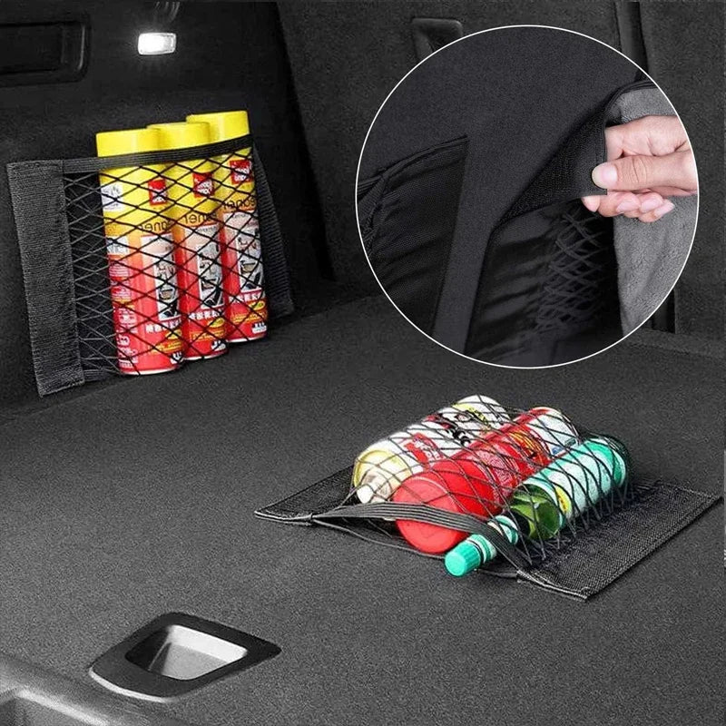 Car Trunk Mesh Storage Bag Elastic Fixing Strap Fire Extinguisher