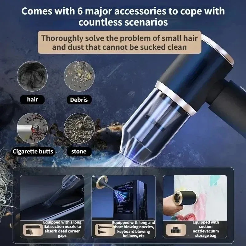 Car Vacuum Cleaner Strong Suction Mini Portable Wireless Vacuum Cleaners Powerful Cleaning Machine for Car Home Cleaning Machine Zpaxo
