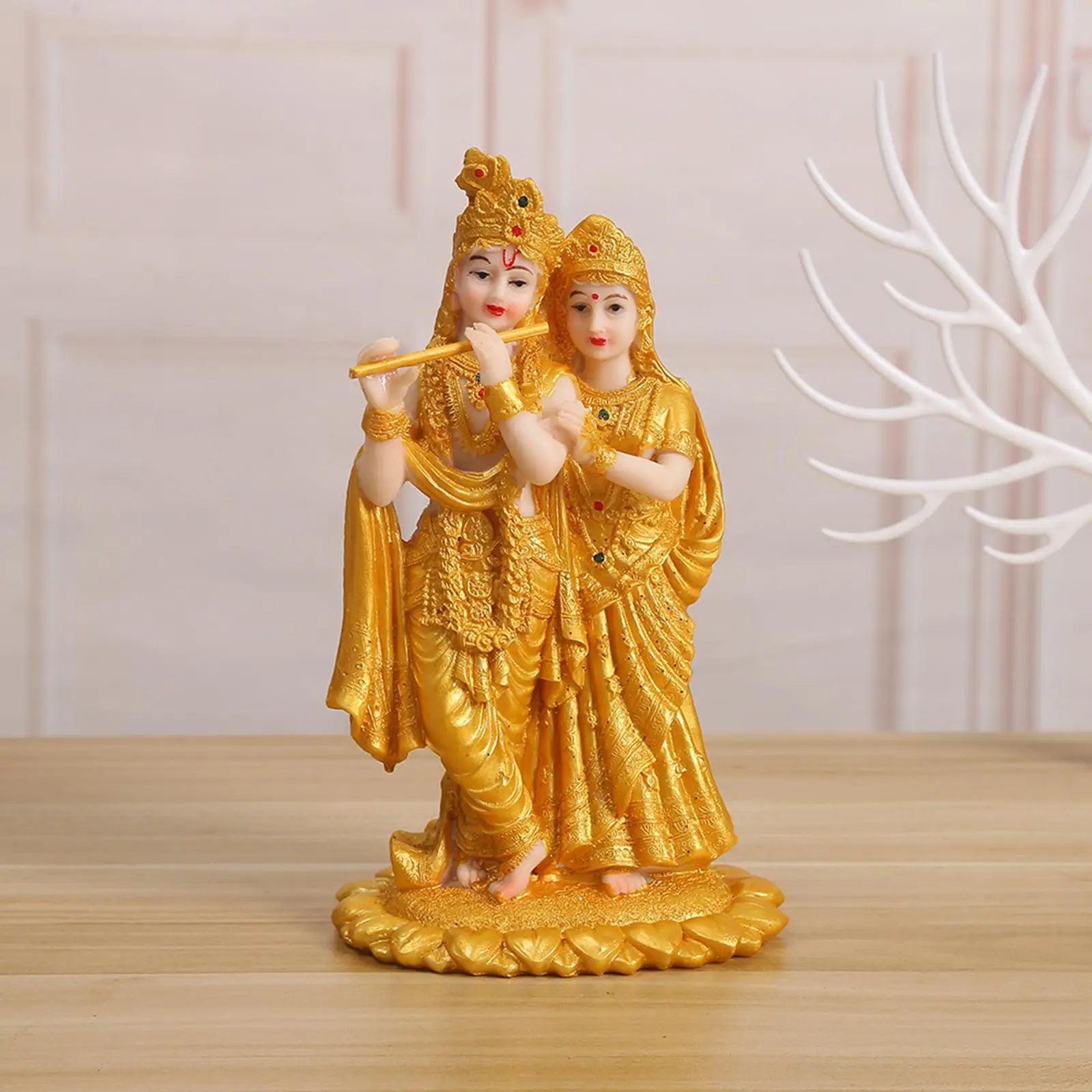 Radha Krishna Figurine Statue – 7.4" Hindu Resin Idol Decor Religious Figurine Zpaxo