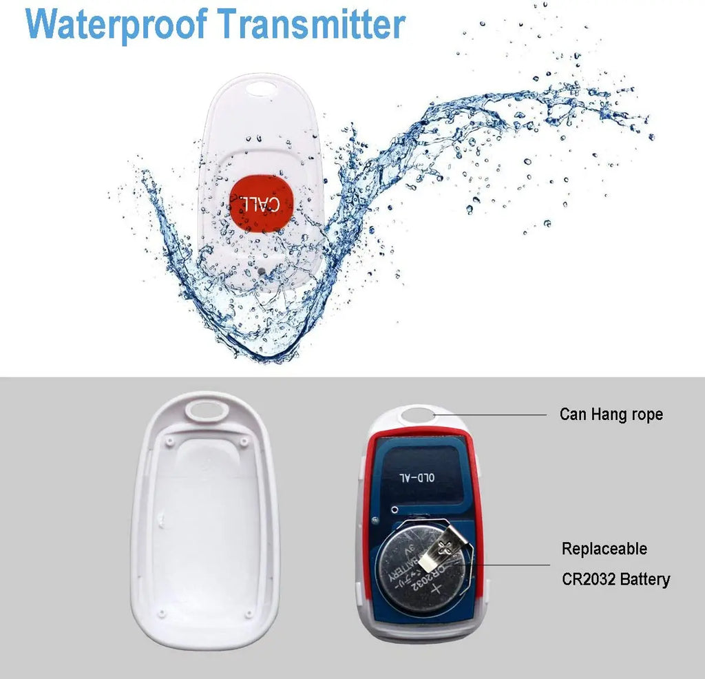 Wireless Caregiver Pager Nurse Alert System Long Range Call Button Plug in Receiver Emergency Call Bell for Elderly Senior Alarm Zpaxo