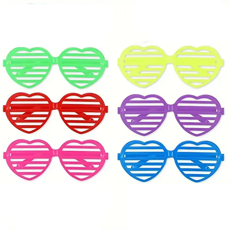 Neon Shutter Shadeds Glasses Vintage Plastic Heart Shades Sunglasses Zpaxo Style A 6pcs