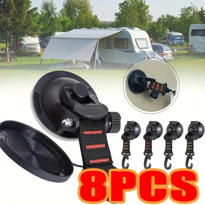 1/8 Pcs Car Tent Suction Cups Outdoor Camping Rope Powerful Suction Cup Buckle Side Tarps Tent Suckers Anchor Securing Hook Zpaxo