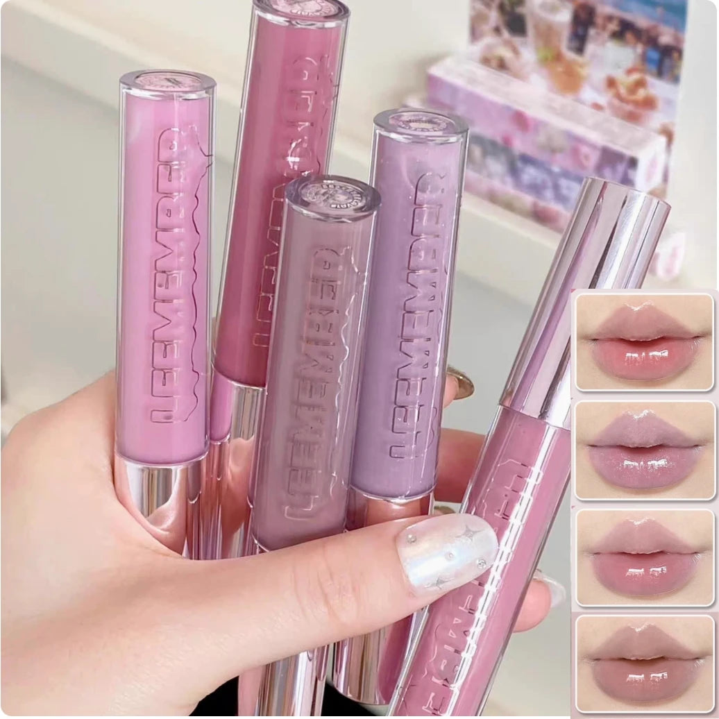 LEEMEMBER Lip Gloss 3g Mirror Moisturizing Hydrating Low saturation Color Lipstick Fine Flash Original Makeup Cosmetics Zpaxo