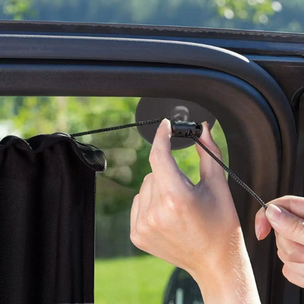2Pcs With Suction Cup Car Curtain Heat Insulation Hanging Type Car Sunshade Sun Protection Side Window Curtain Zpaxo