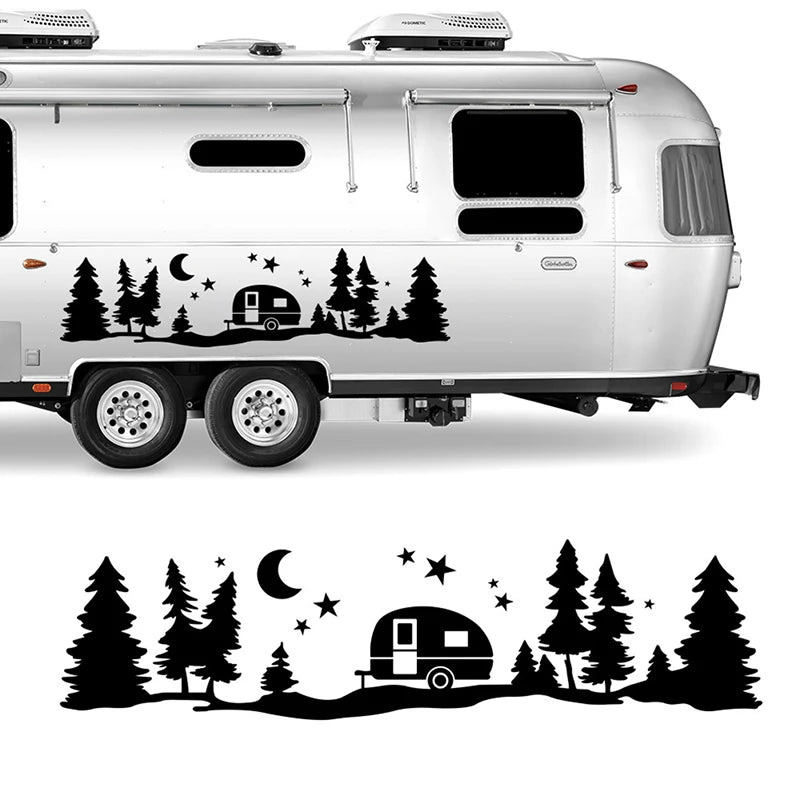 Car Stickers Waterproof Tree Mountain Decor PET Sticker Auto Decal