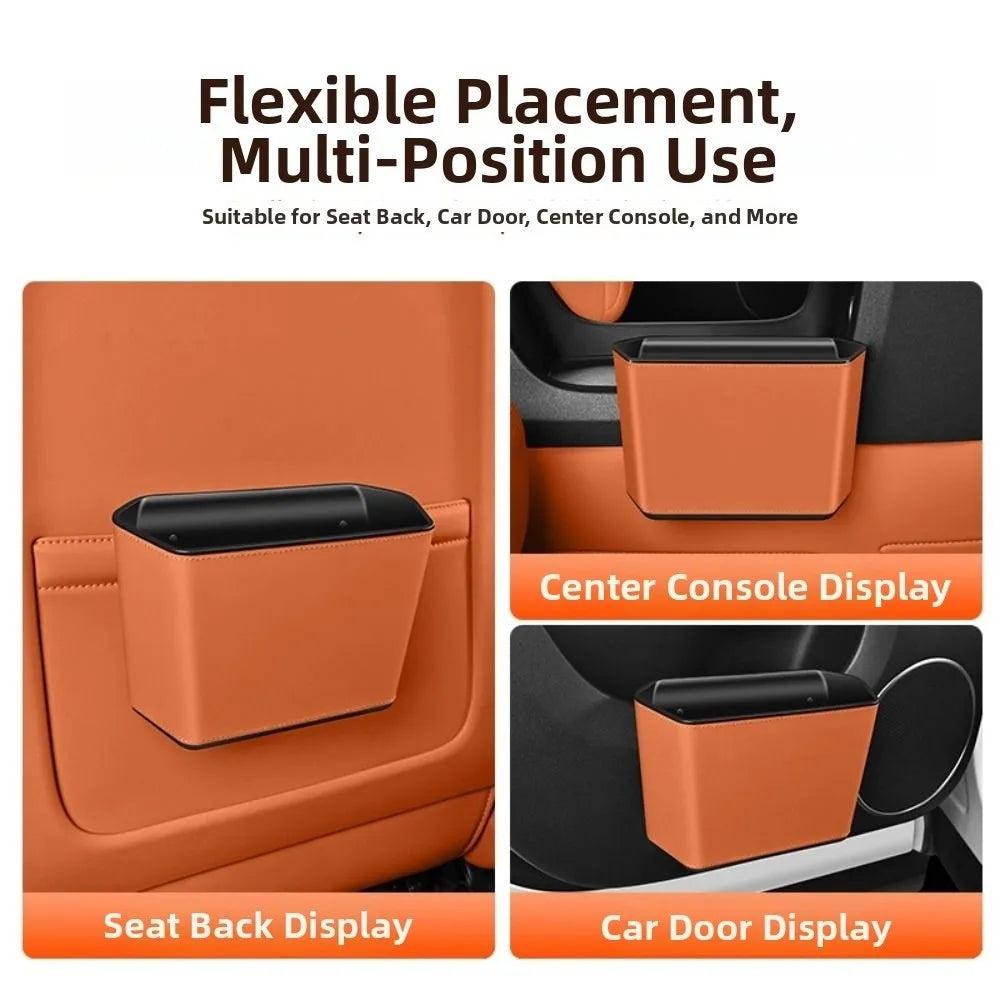 Leather Car Trash Can Large Capacity Waterproof Car Cup Holder Stable Clip Design Auto Door Storage Box Sundries Zpaxo