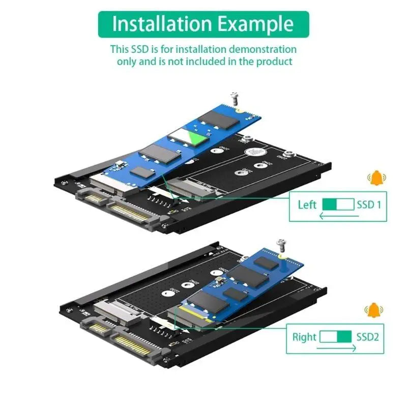 652F Double M.2 B SSDs to 2.5inch SATA3.0 Adapter with Frame Bracket SATA3.0 6Gbps Converters Adapter Card Replacement Zpaxo