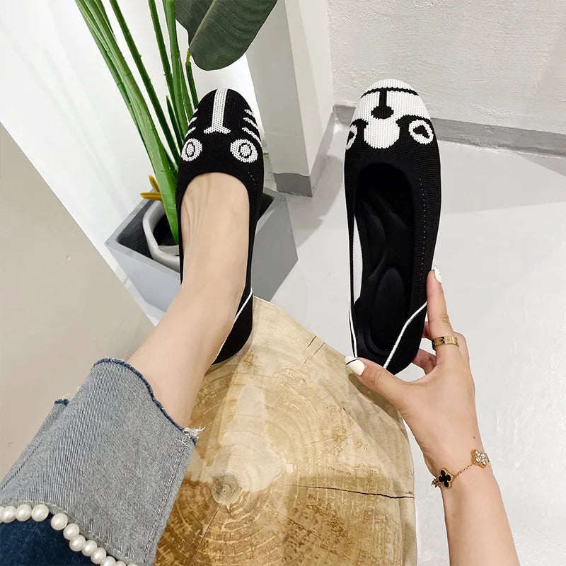 New Flats Shoes Woman Spring for Woman 2022 New Round Head Collection Women's Knit Comfortable Swedish Women's Breathable Summer Zpaxo 5 39