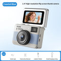 6800W Pixels Mini Digital Camera Portable HD One-Touch Photo Thumb Selfie Camera 1.47inch Flip Screen CCD CameraVideo Recorder Zpaxo Blue