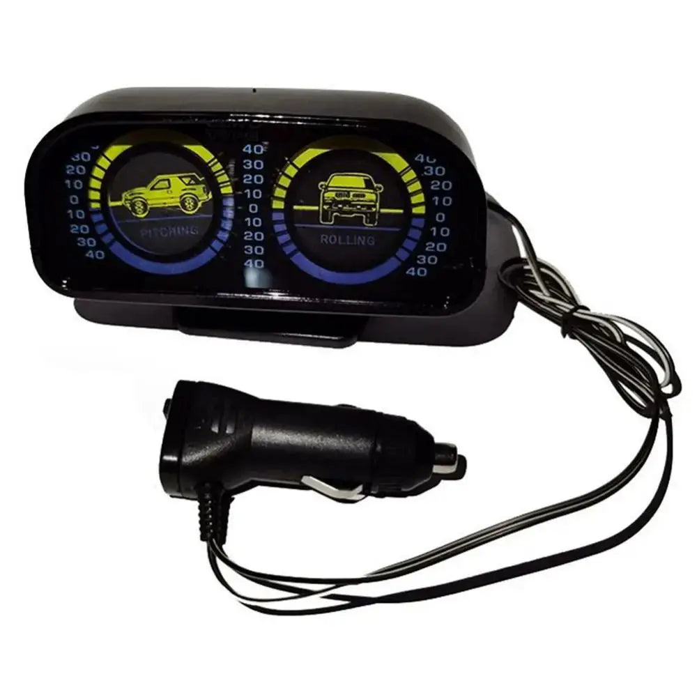 12V Car Level Tilt Gauge LED Light 360 Degree Adjustable Base Slope Zpaxo