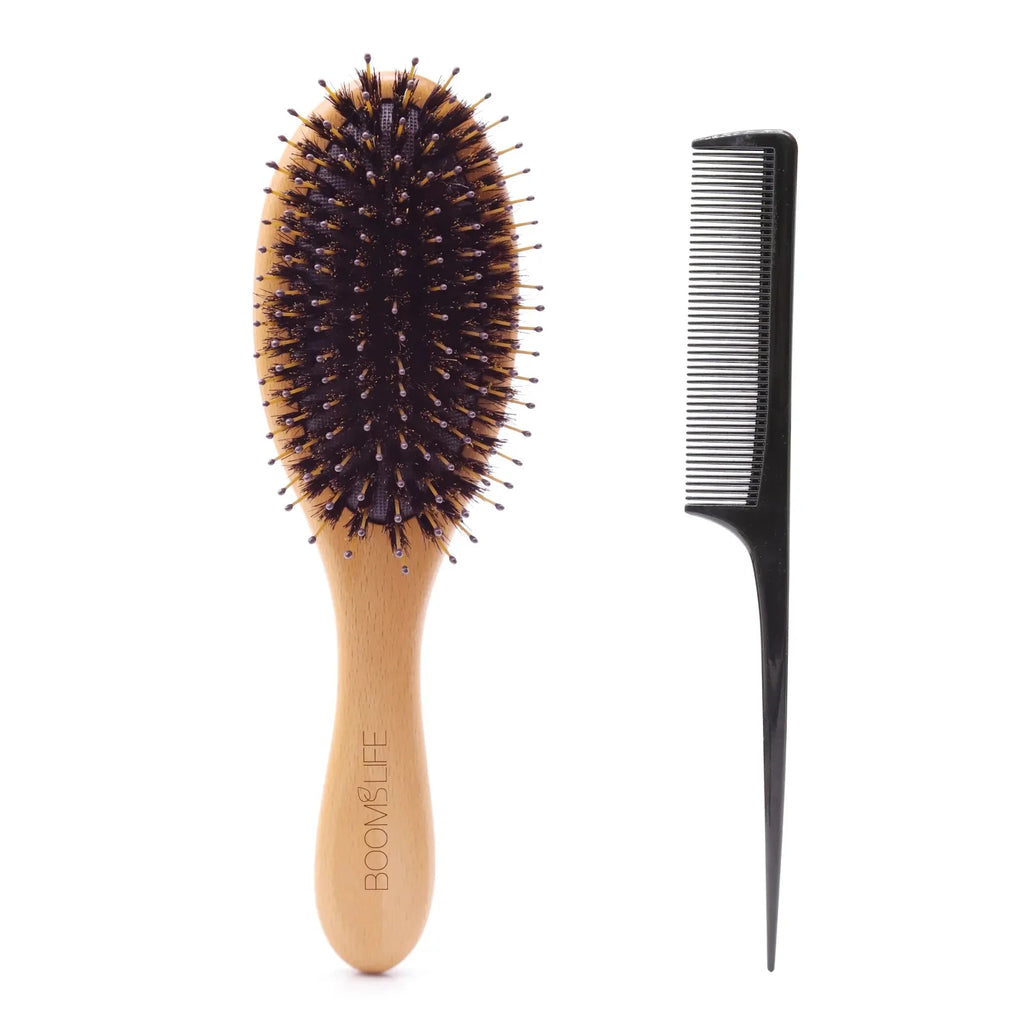 Custom Boar Bristle Hair Brush Women Hair Anti-Static Scalp Massage Comb Wood Hair Brush for Curly Thick Long Hair Detangler Zpaxo