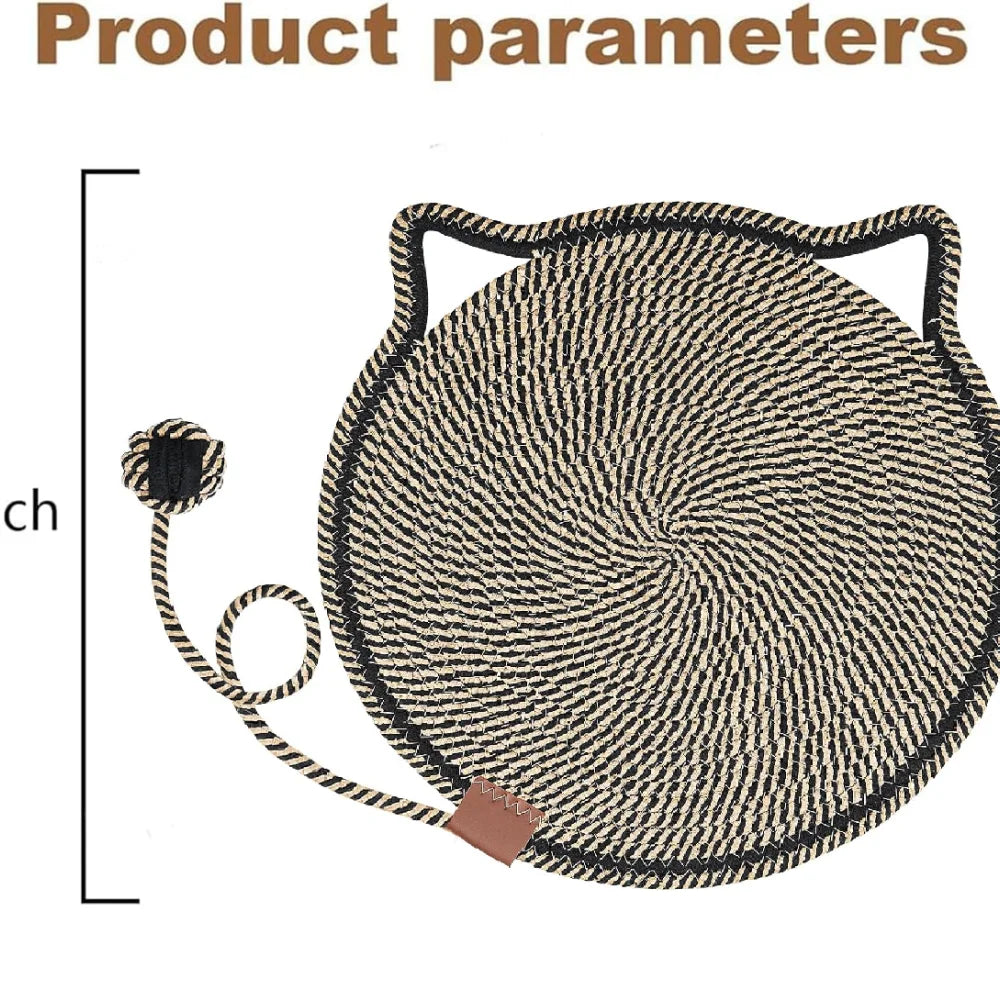 Cat Scratching Pad Natural Cotton Rope Ear-shaped Hanging Hooks Toy Zpaxo