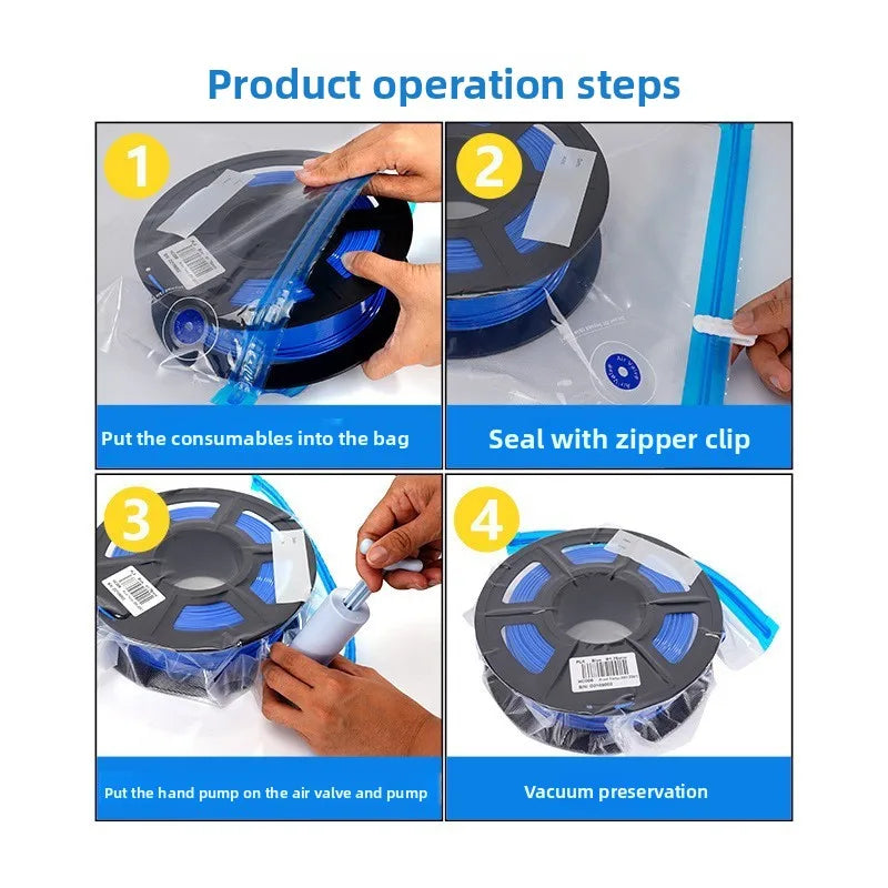 3D Filament Vacuum-sealed Bags 3D Printer Tool Kit Transparent Storage Box Reusable Sealed Moisture Proof Dustproof Dryer Zpaxo
