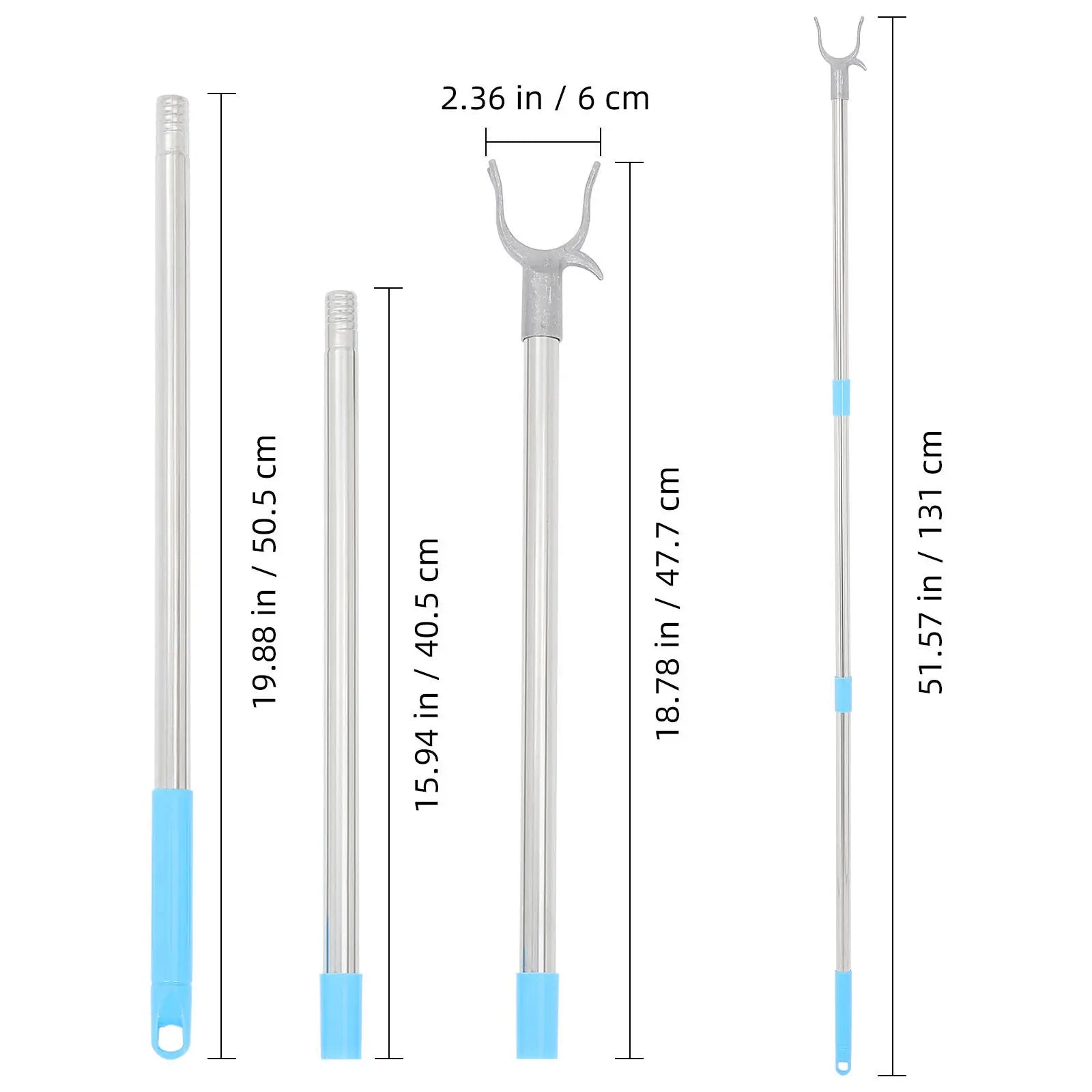 Adjustable Splicable Clothes Rod Stainless Steel Core Plastic Body Zpaxo Sky-blue