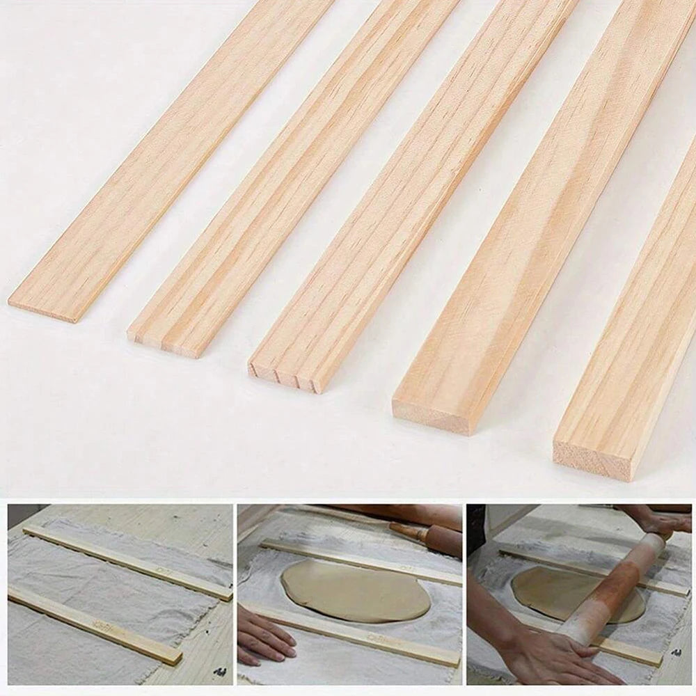10Pcs Wooden Rolling Mud Teaching Roller Stick Guide Rolling Pin Guides Set Polymer Clay Pottery Tools for Polymer Thickness Zpaxo