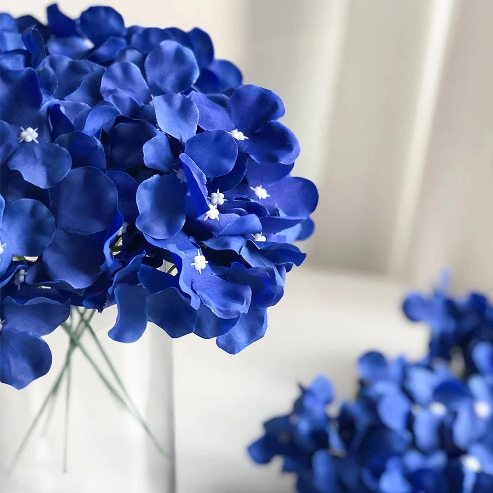 5Pcs Artificial Hydrangea With Stem Blue Faux Hydrangea Bouque Flower for Wedding Party Home Decoration Valentine Day Zpaxo