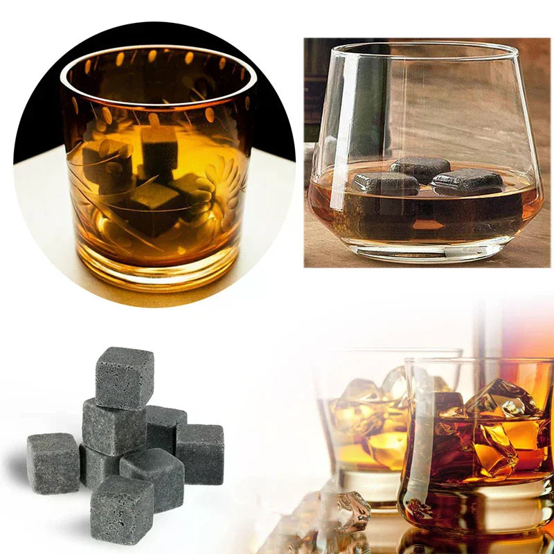 Whiskey Stones And Whiskey Glass Gift Set Of 4, For Men | Father's Day, 8 Granite Whiskey Stones, 2 Whiskey Glasses,1 Wooden Box Zpaxo