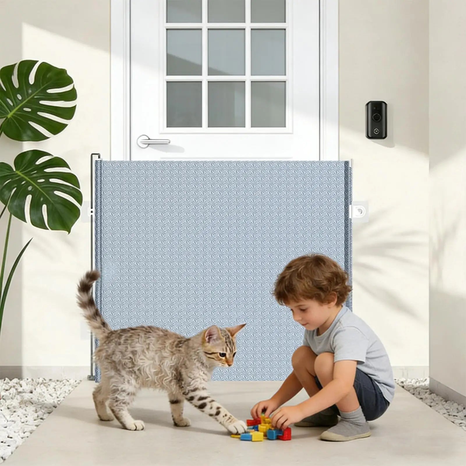 Retractable Dog Gate No-drill Pets Mesh Door Doorways Childproof Net