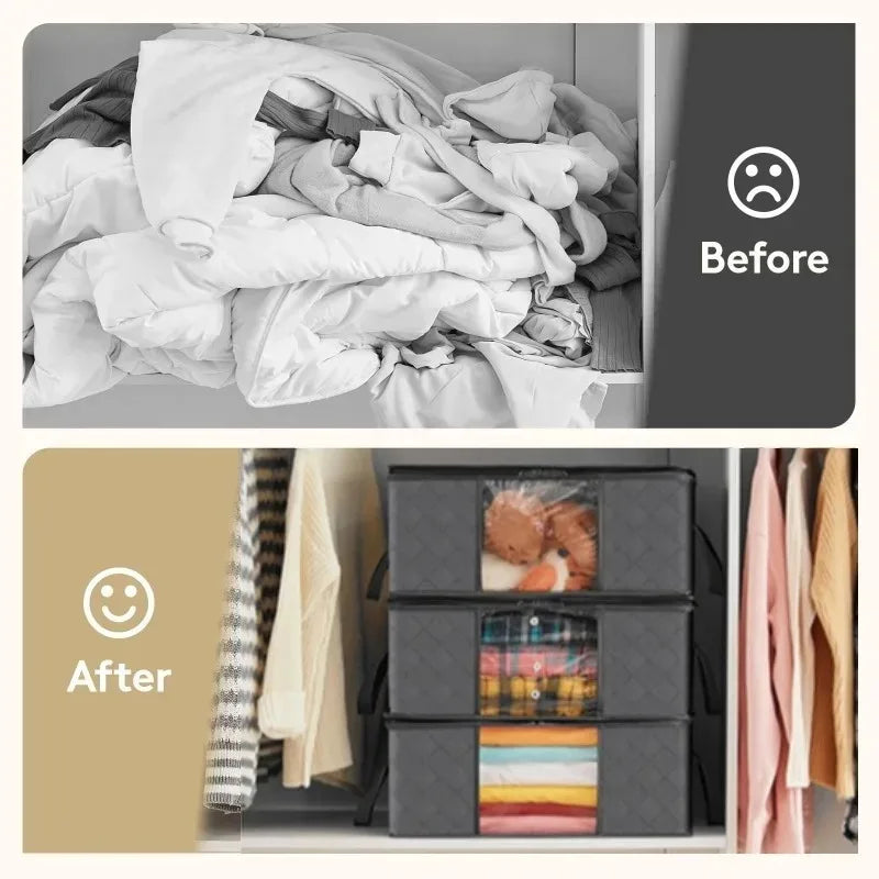 Clothing Storage Box Large Capacity Laundry Storage Organizers Transparent Clothing Storage Large Dust Zipper Closure Zpaxo