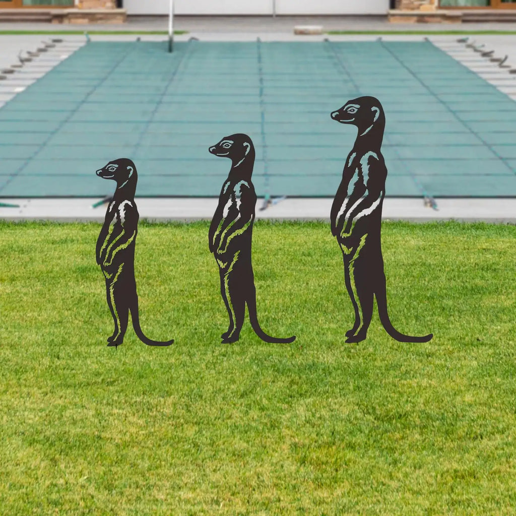 3-Pack Meerkat Garden Stakes – Metal Silhouette Yard Art Decor Garden Statue Stakes Zpaxo