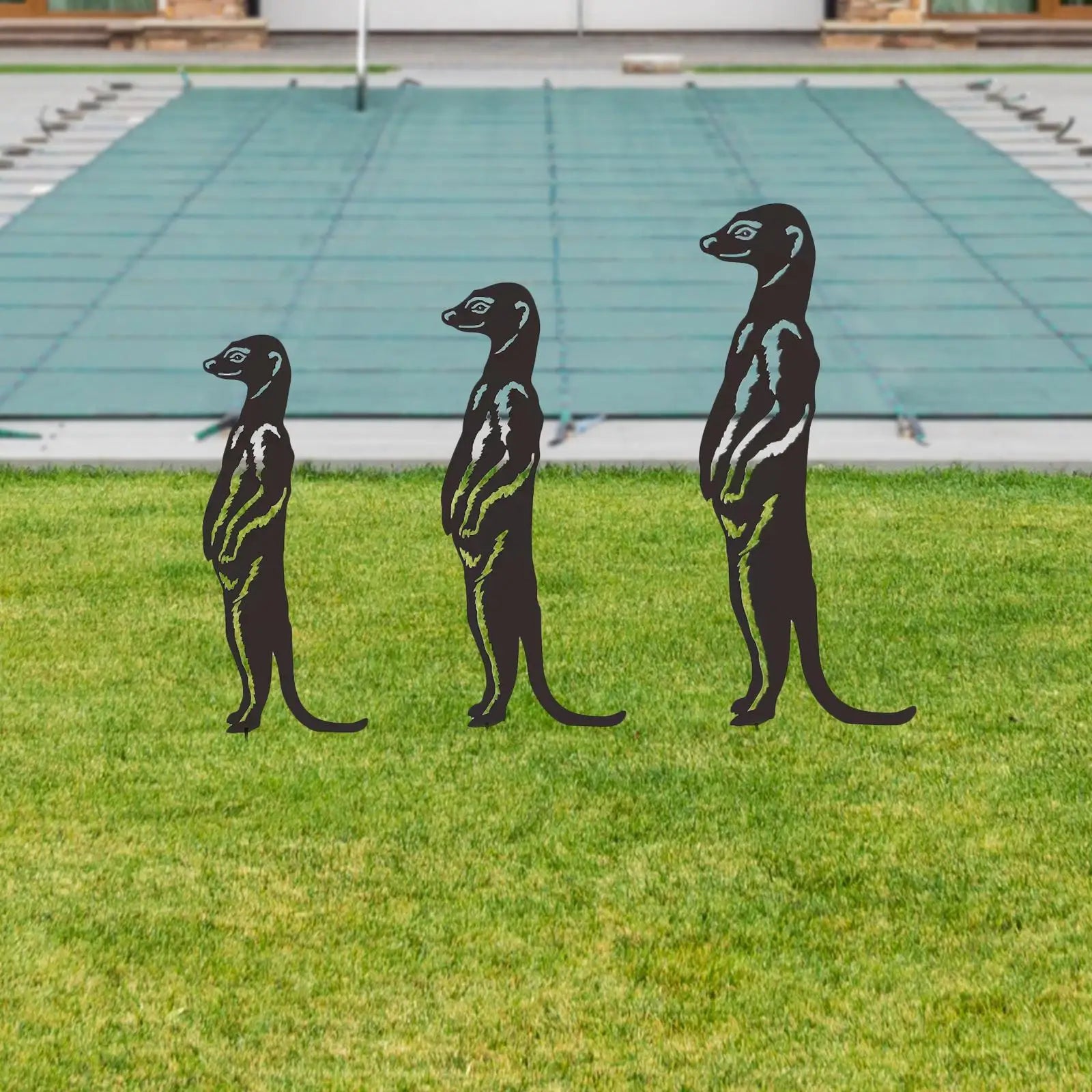 3-Pack Meerkat Garden Stakes – Metal Silhouette Yard Art Decor Garden Statue Stakes Zpaxo