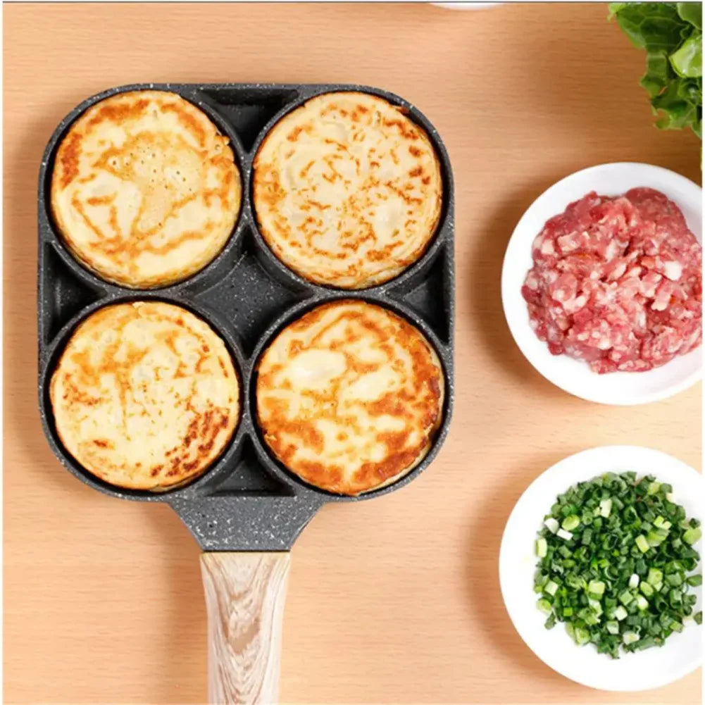 4 Hole Thickened Nonstick Egg Omelette Grilled Steak Cooking Pan Hamburger Bread Breakfast Maker Induction Cookware Omelet Pan Zpaxo