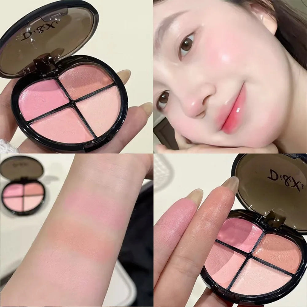 Di&Xi 4-Color Cream Heart Blusher Palette Water Light Highlighter Natural Brighten for Cheeks,Shadow Contour Face Makeup Rouge Zpaxo