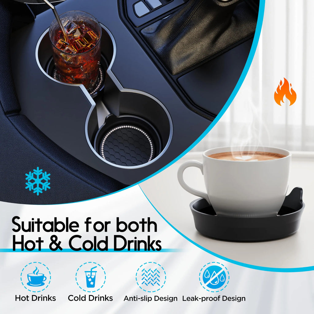 Rhinestone Car Cup Holder Coasters – Non-Slip Silicone Pads Car Cup Coaster Zpaxo
