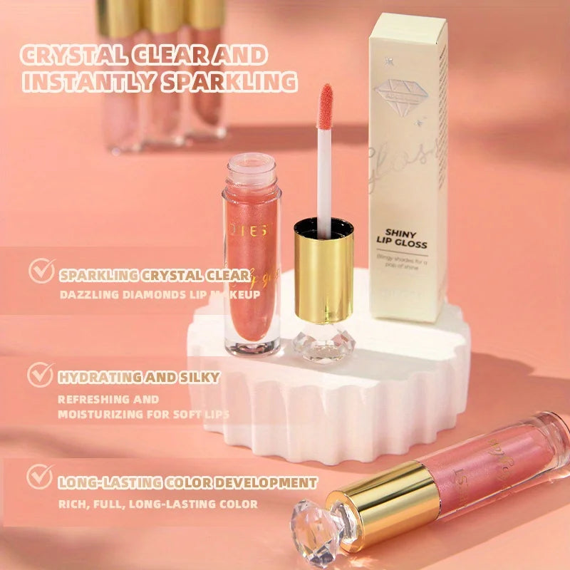 Shiny lip gloss, sparkling crystal, water-permeable and long-lasting color rendering, light and rich Zpaxo